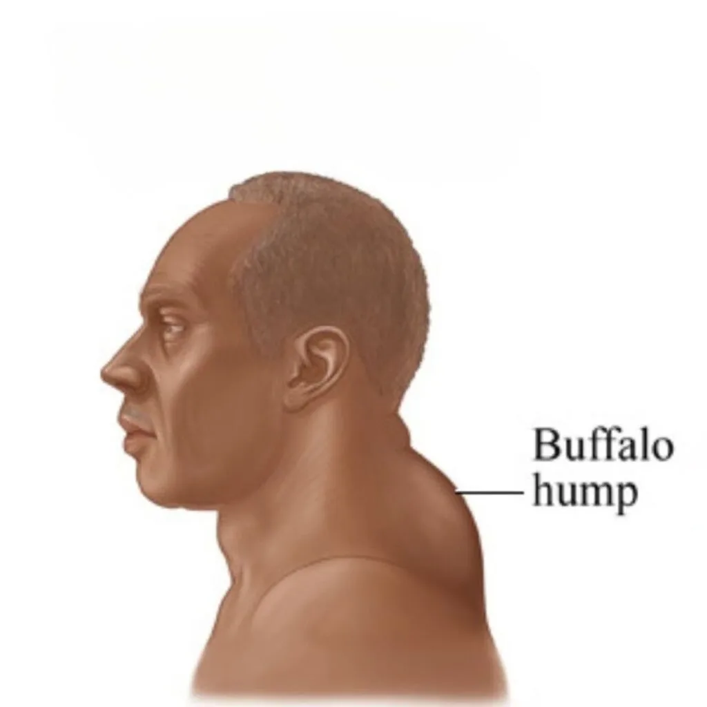 Ilustración de la joroba de búfalo en la parte superior de la espalda