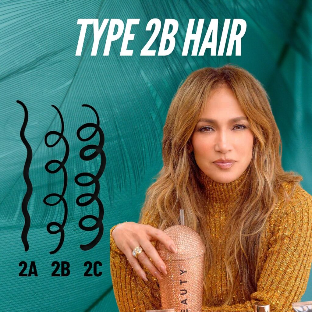 Jennifer Lopez with her glossy and bold S-waves, perfectly styled for a Type 2B hair look.