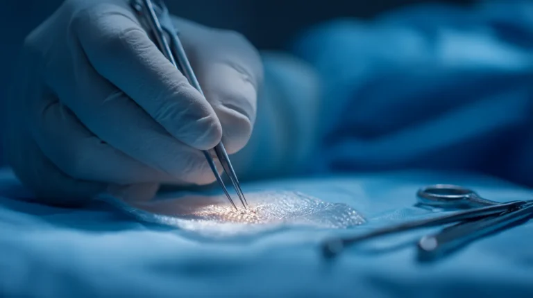 Surgeon’s precise technique during a body contouring procedure