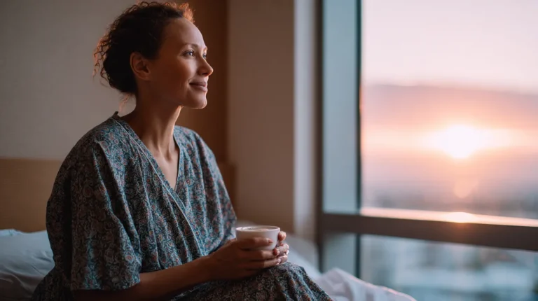 Patient resting during recovery after cosmetic surgery