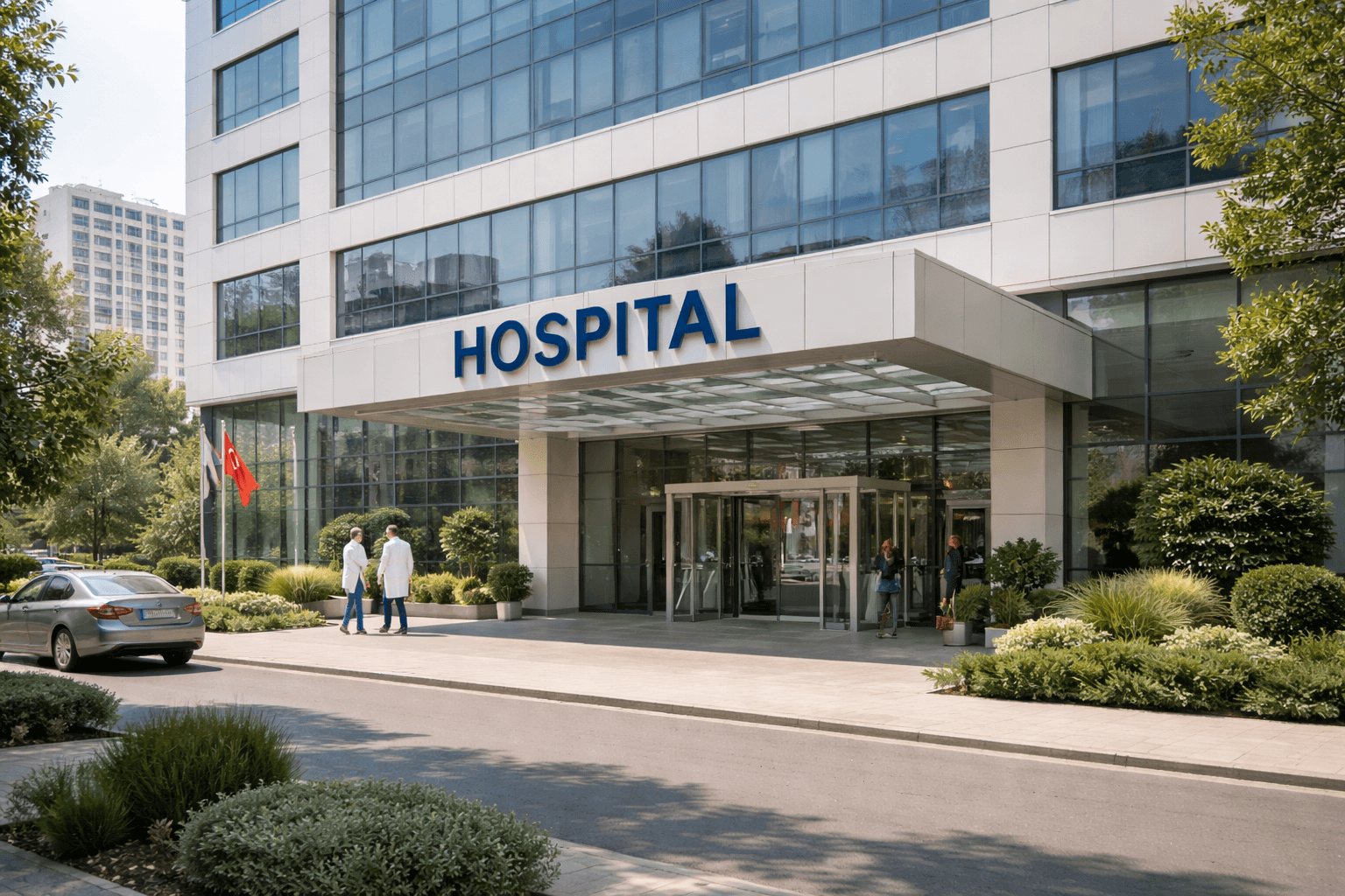 BBL Estambul: La guía completa y centrada en la seguridad para la cirugía de levantamiento de glúteos brasileño en Turquía Exterior de un hospital acreditado en Estambul utilizado para cirugía BBL.