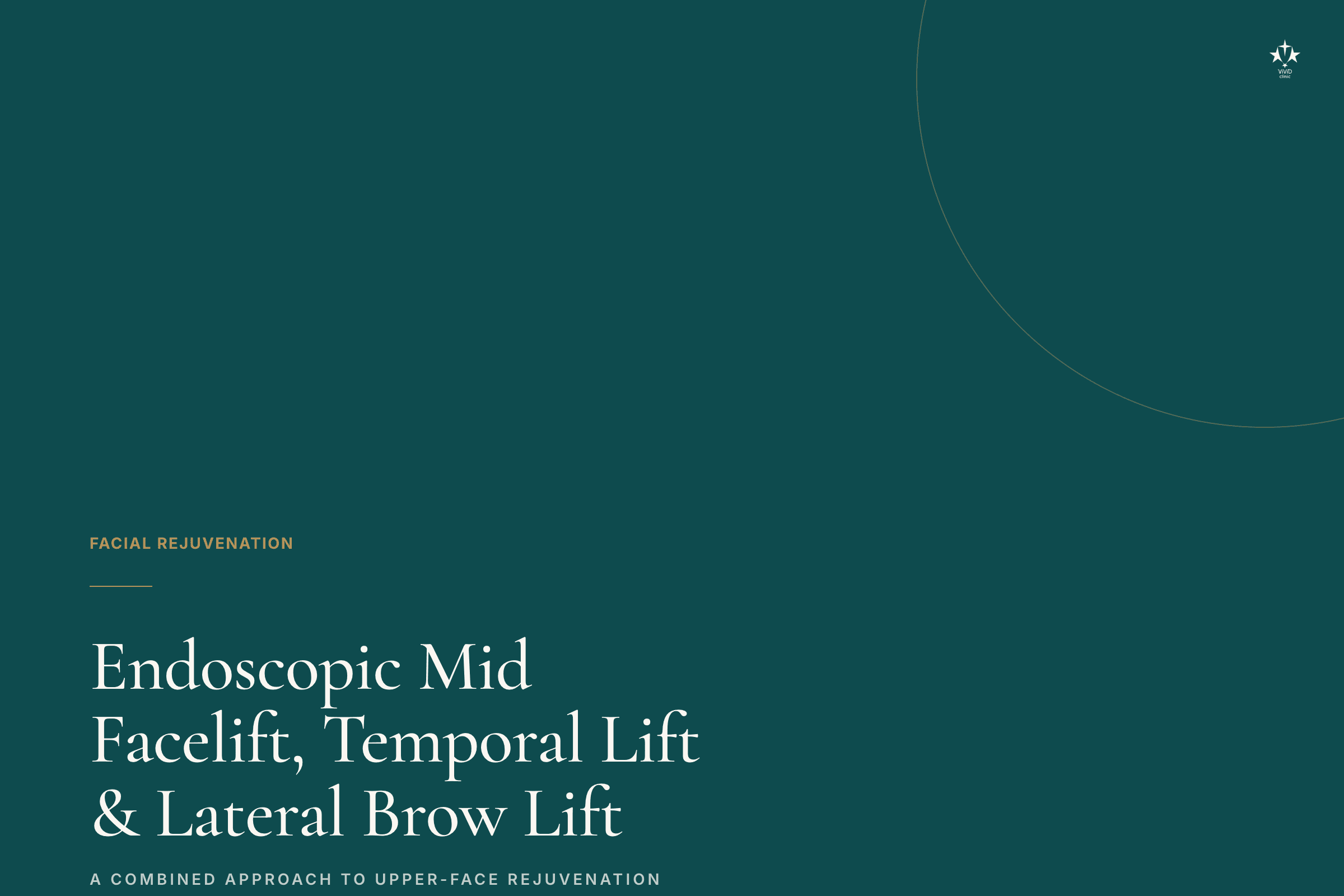 Lifting de frente y ahuecamiento de sienes: opciones que funcionan. Ficha de artículo de Vivid Clinic que presenta el lifting facial medio endoscópico, el lifting temporal y el lifting lateral de cejas como un enfoque combinado para la parte superior del rostro.