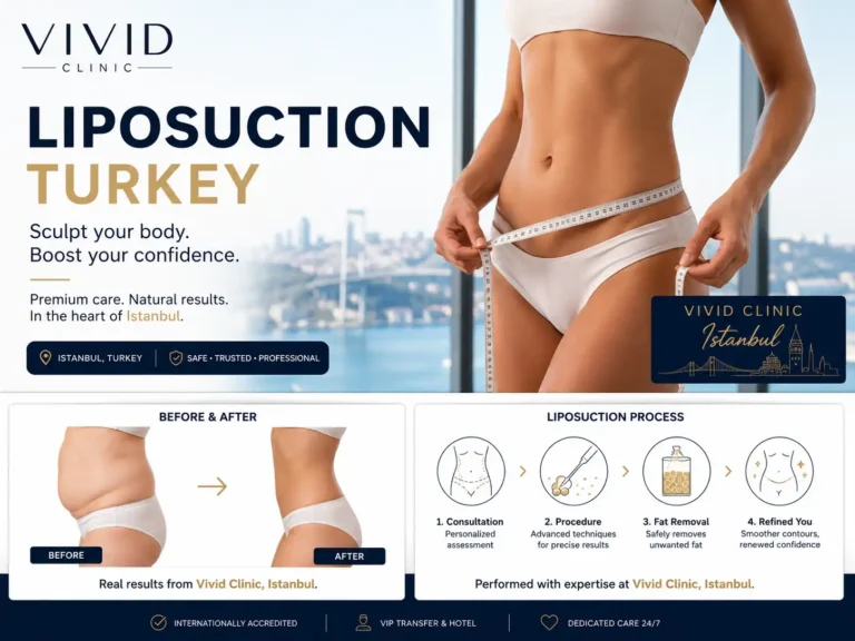 Liposuction Turkey results at Vivid Clinic, Istanbul-reshaping confidence in a premium care environment.