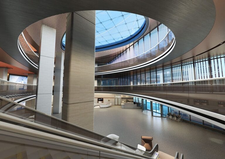 Vivid Clinic Skylit atrium at Memorial Bahçelievler Hospital, Istanbul (architectural render)