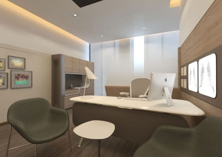 Vivid Clinic Consultation office at Memorial Bahçelievler Hospital, Istanbul (architectural render)