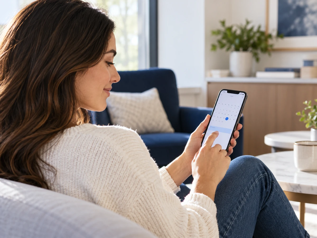 Nipple and Areola Types: What Is Normal nipple types – woman setting a monthly self-check reminder on her phone