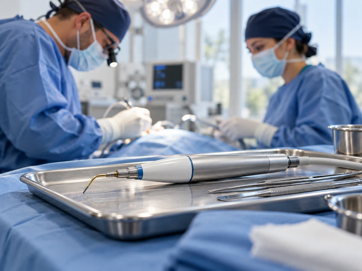 Rinoplastia conservadora en Turquía: 6 consejos prácticos antes de tu transformación Rinoplastia de preservación en Turquía: instrumentos quirúrgicos en una bandeja estéril en un quirófano.