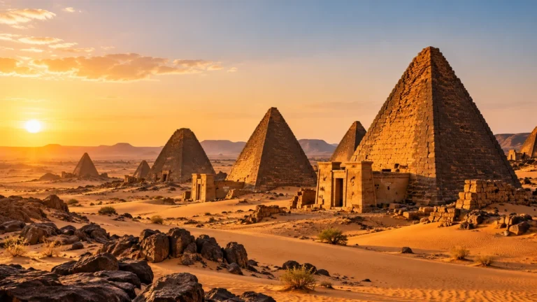 significato nubiano – antiche piramidi nubiane di Meroë all'ora d'oro
